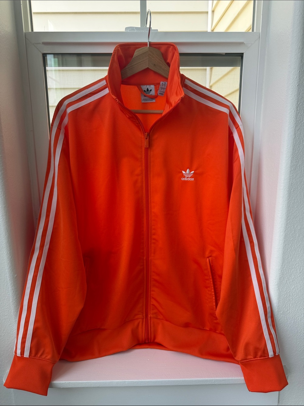 Adidas Orange Lightweight Track Jacket with White Stripes